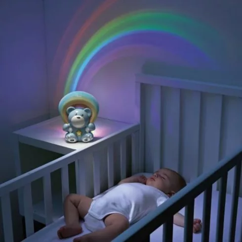 Chicco Rainbow Bear - Szivárvány maci zene-fény projektor 0h + rózsaszín