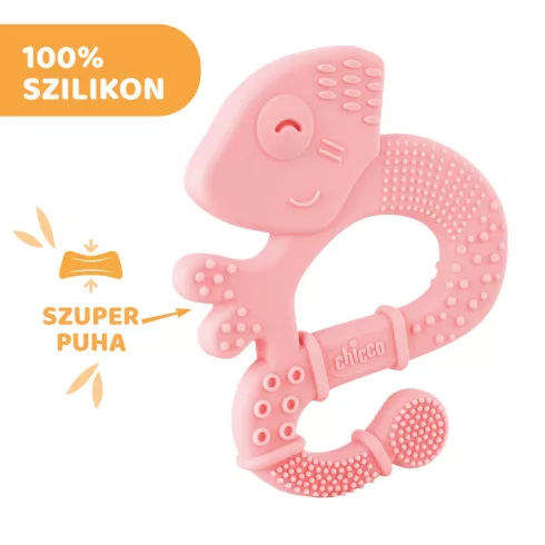 Chicco szuperpuha szilikon rágóka - Kaméleon rózsaszín 2hó+