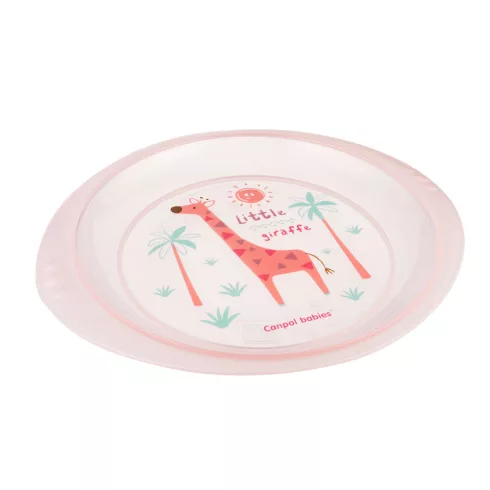 Canpol babies műanyag lapostányér mikrózható - rózsaszín giraffe