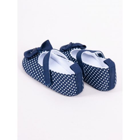 Yo! Bébi Kocsicipő 3-9 hó kék pöttyös masnival