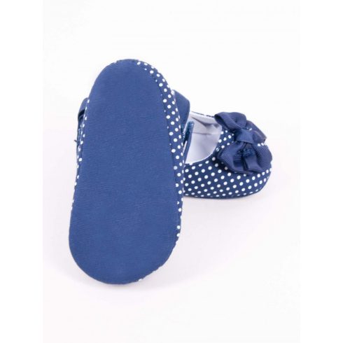 Yo! Bébi Kocsicipő 3-9 hó kék pöttyös masnival