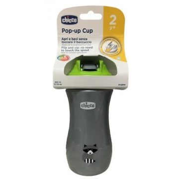 Chicco Kids Pop-Up 350ml szívószálas kulacs 2év+ Zöld