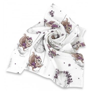 Mintás textil pelenka 1db-os 70X80 cm - Holdas nyuszi lila