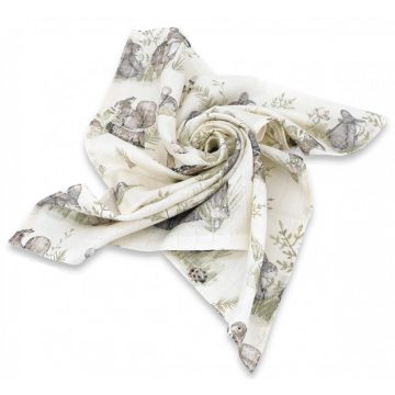   Mintás textil pelenka 1db-os 70X80 cm - Erdei barátok zöld 