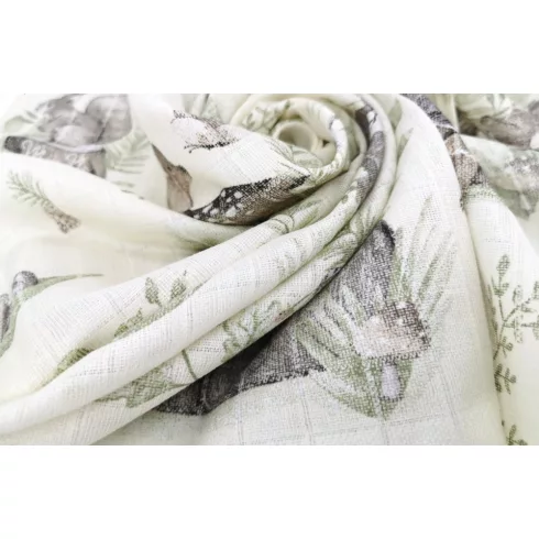 Mintás textil pelenka 1db-os 70X80 cm - Erdei barátok zöld 