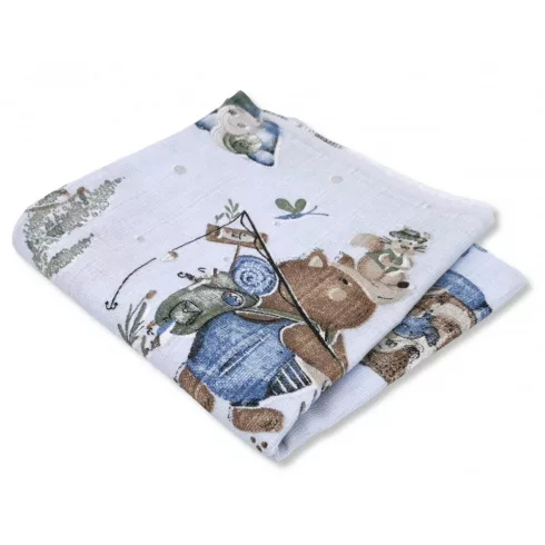 Mintás textil pelenka 1db-os 70X80 cm -  Let's Go! kék