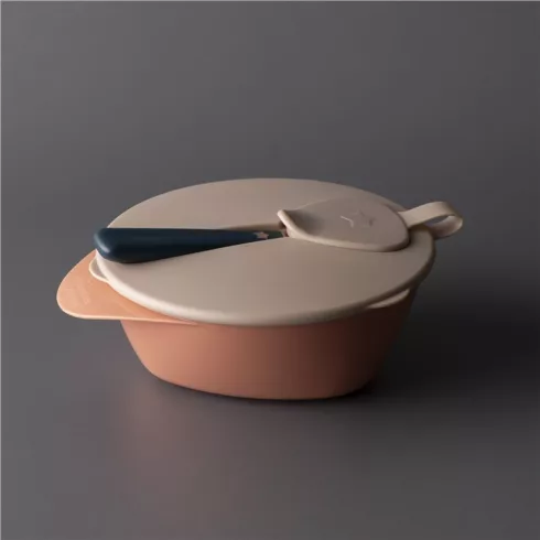 Tommee Tippee Easy Scoop etetőtálkák tetővel és kanállal 6+ - zöld/lazac 