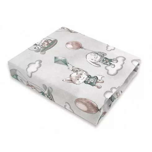 Baby Shop pamut,gumis lepedő 60*120 cm - Zöld lufis állatok