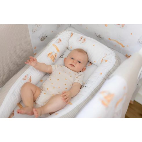 Bubaba babafészek pamutvászon L méret- Sleepy animals beige 