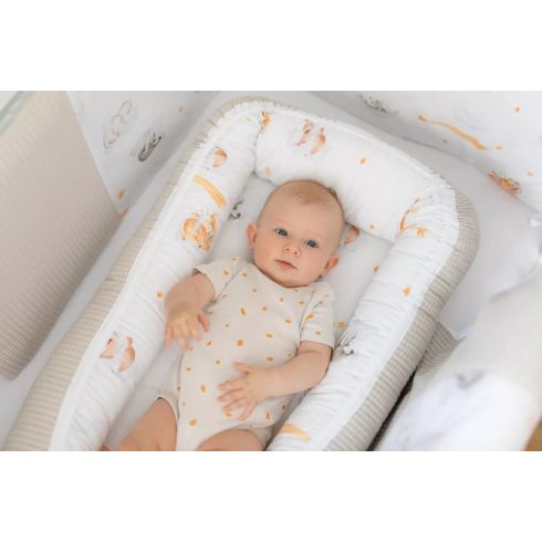 Bubaba babafészek pamutvászon L méret- Sleepy animals beige 