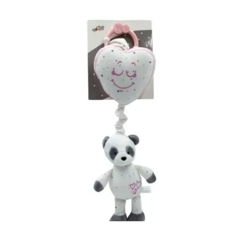 Tulilo plüss zenélő játék - rózsaszín szívecskés panda