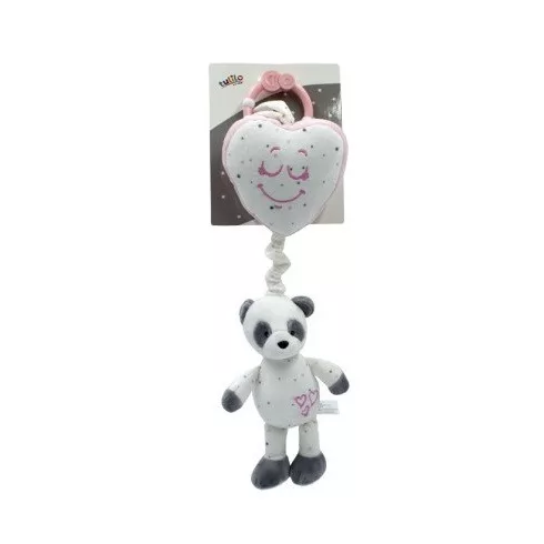 Tulilo plüss zenélő játék - rózsaszín szívecskés panda