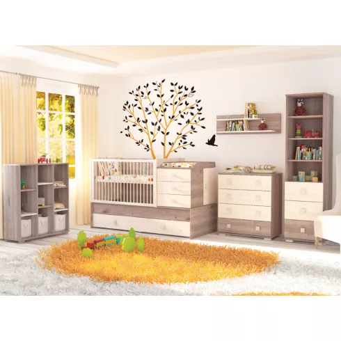 Timba Viki átalakítható ágyneműtartós gyermekágy 70x140cm-es - krém-fűz