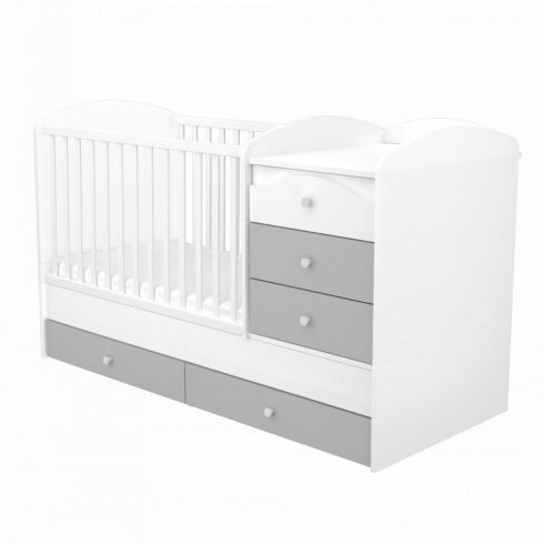 Timba Erik Maxi Kombi 5 fiókos gyermekágy - ezüst-fehér