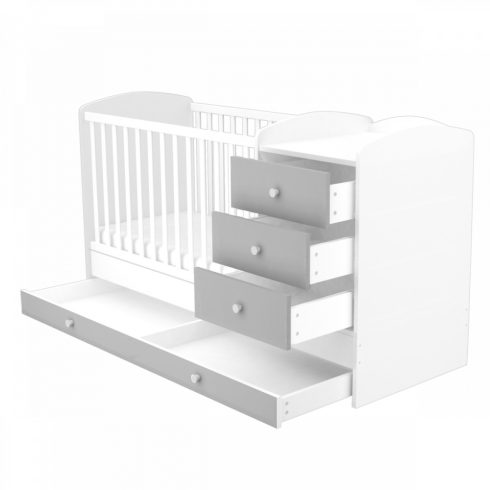 Timba Erik 3 fiókos kombinált gyermekágy - ezüst-fehér