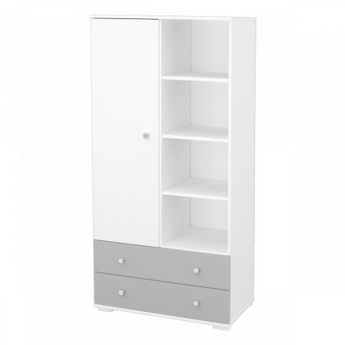 Timba Erik Egyajtós kétfiókos állószekrény Ezüst-Fehér