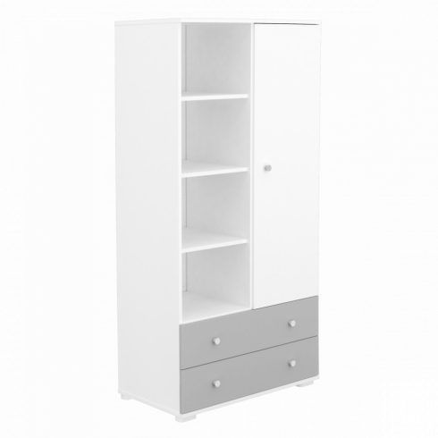 Timba Erik Egyajtós kétfiókos állószekrény Ezüst-Fehér