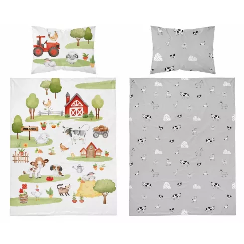 Pamut ágynemű huzat 90*120 cm - Farm szürke 