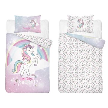 Pamut ágynemű huzat 100*135 cm - Lila unikornis