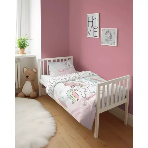 Pamut ágynemű huzat 90*120 cm - Unikornis rózsaszín