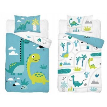 Pamut ágynemű huzat 100*135 cm - Kék Dinó