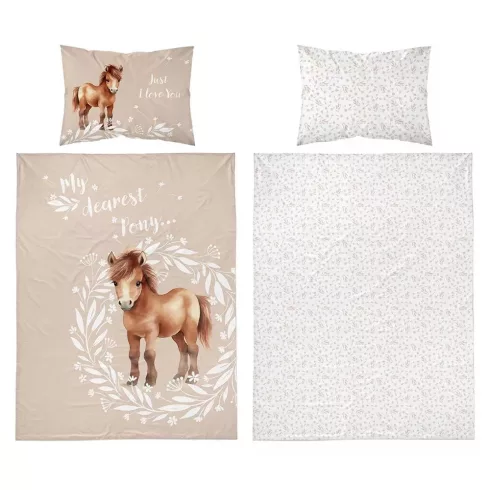 Pamut ágynemű huzat 90*120 cm - Bézs Poni