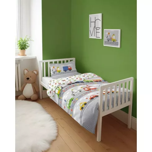 Pamut ágynemű huzat 90*120 cm - járművek szürke 