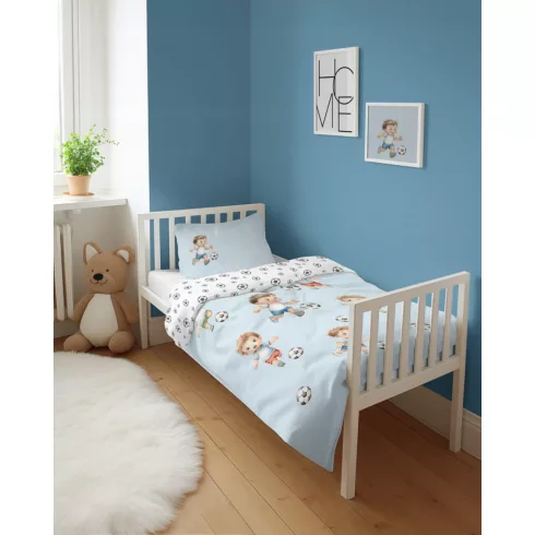Pamut ágynemű huzat 100*135 cm - Kis focisták kék
	
