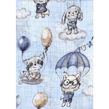 Mintás textil pelenka 1db-os - kék lufis állatok
	