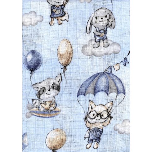 Mintás textil pelenka 1db-os - kék lufis állatok
	