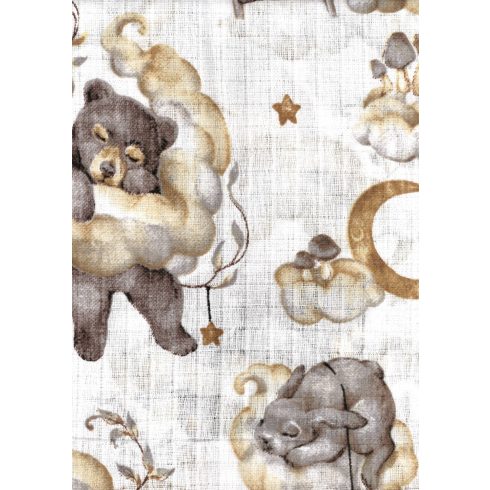 Mintás textil pelenka 1db-os - Felhőn alvó állatok bézs