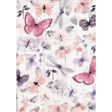 Mintás textil pelenka 1db-os - rózsaszín/lila pillangók 