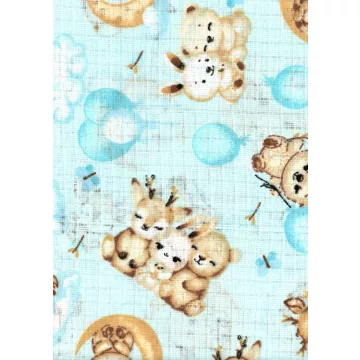 Mintás textil pelenka 1db-os - Őzike,Nyuszi,Maci kék