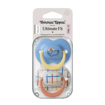   Tommee Tippee Ultimate Fit játszócumi 6-18 hó 2 db - kék/krém kutyus