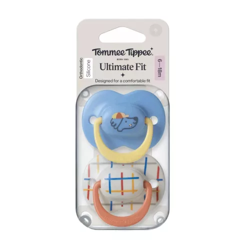 Tommee Tippee Ultimate Fit játszócumi 6-18 hó 2 db - kék/krém kutyus