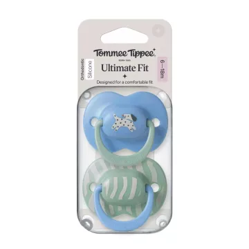   Tommee Tippee Ultimate Fit játszócumi 6-18 hó 2 db - kék/zöld kutyus