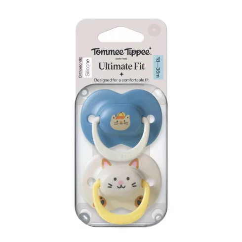 Tommee Tippee Ultimate Fit játszócumi 18-36 hó 2 db - cica mintával