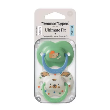   Tommee Tippee Ultimate Fit játszócumi 18-36 hó 2 db - krém/zöld kutyus