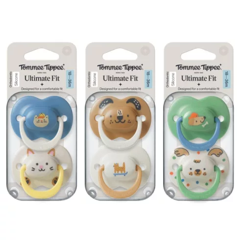 Tommee Tippee Ultimate Fit játszócumi 18-36 hó 2 db - krém/zöld kutyus