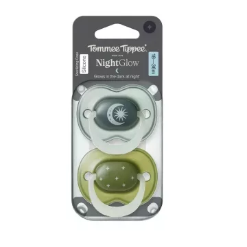   Tommee Tippee Night Glow nyugtató cumi 18-36 hó, 2 db - kék/zöld