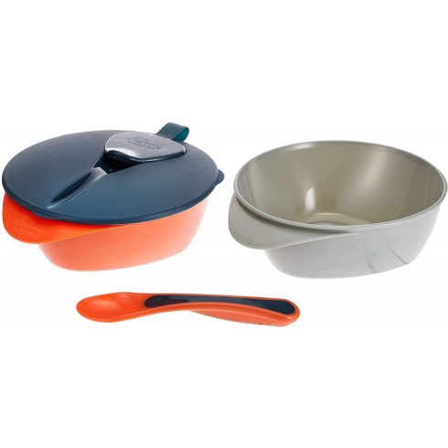 Tommee Tippee Feeding bowls etetőtálka tetővel és kanállal 6+ - szürke/narancs