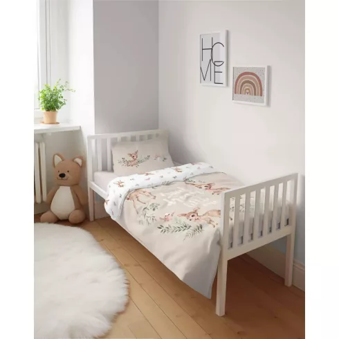 Pamut ágynemű huzat 100*135 cm - Kis őzikék bézs