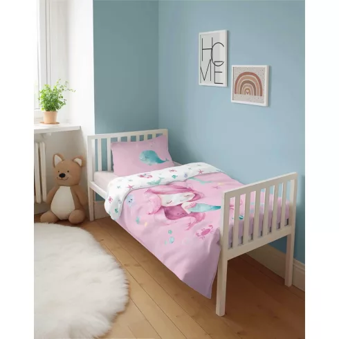 Pamut ágynemű huzat 100*135 cm - Sellő rózsaszín