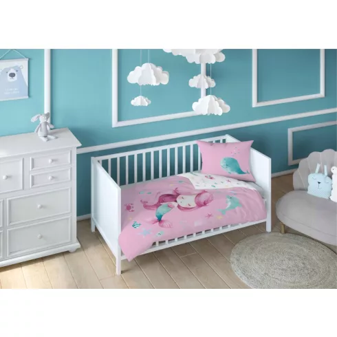 Pamut ágynemű huzat 90*120 cm - Kis Hableány rózsaszín 