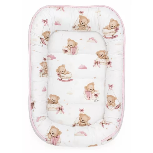 Baby Shop babafészek 55x75 cm - Mackó álom rózsaszín