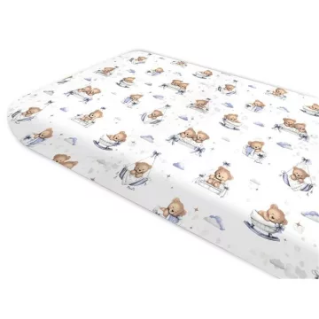 Baby Shop 60*120 cm pamut,gumis lepedő - Mackó álom kék