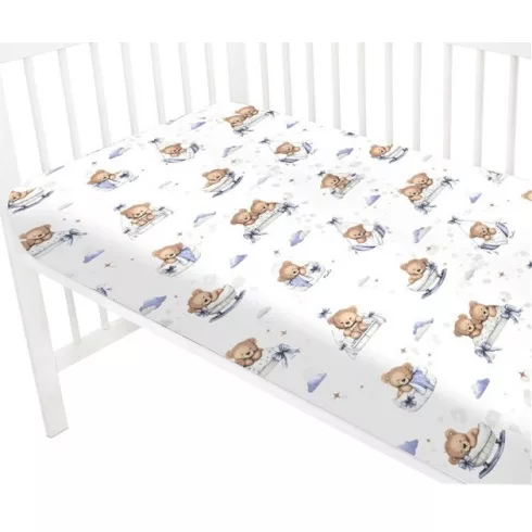 Baby Shop 60*120 cm pamut,gumis lepedő - Mackó álom kék