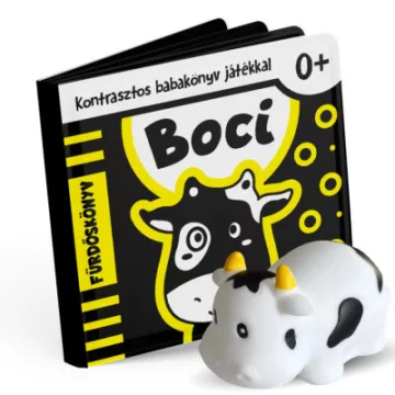 Boci kontrasztos fürdőskönyv játék figurával 0hó+