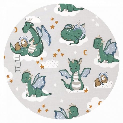 Baby Shop pólyatakaró 75x75cm - szürke/zöld sárkány 