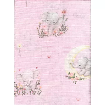 Mintás textil pelenka 1db-os - Kis elefánt rózsaszín 